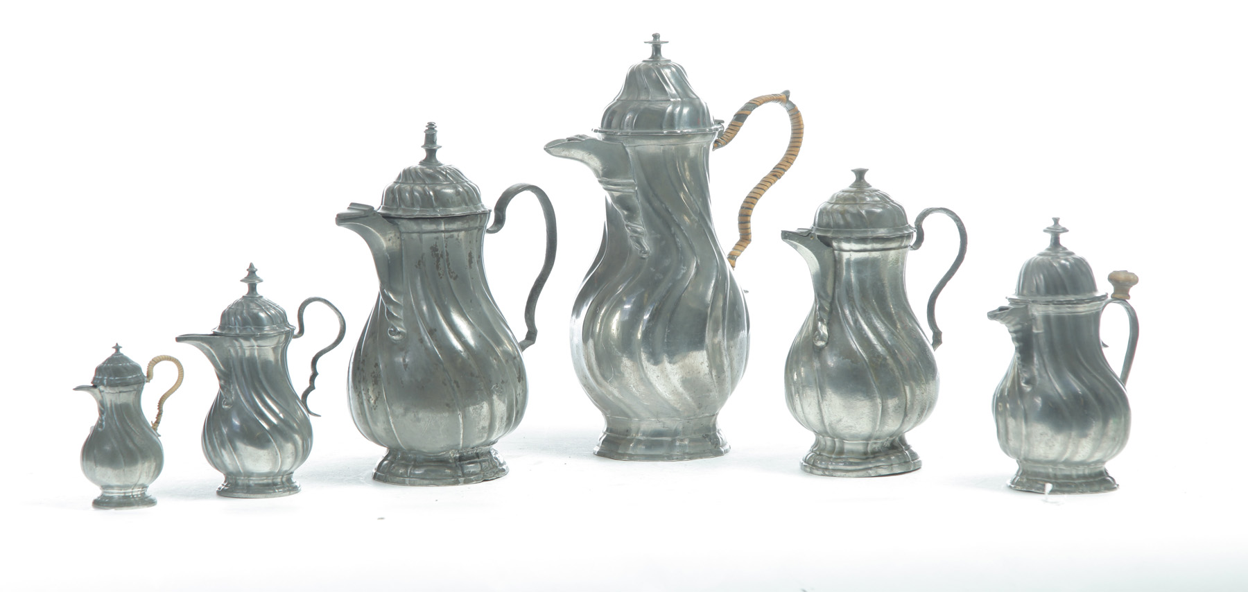 Appraisal: SIX GERMAN COFFEE POTS AND CREAMERS Late th- th century