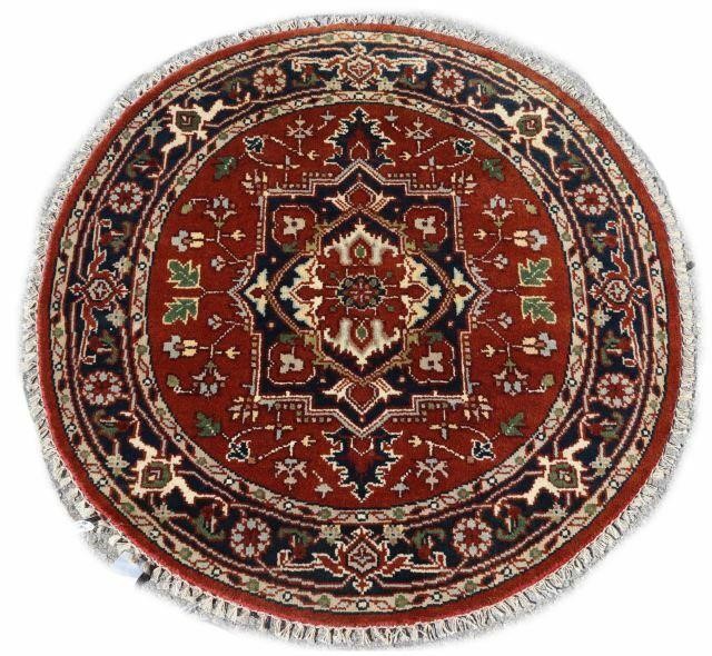 Appraisal: Hand-tied Persian Serapi rug oval shape approx ' l '