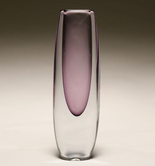 Appraisal: Scandinavian purple layered art glass vase in the style of