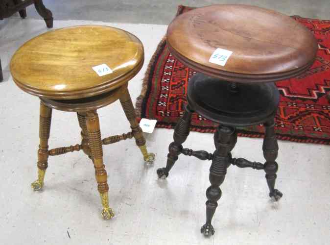 Appraisal: TWO SIMILAR PIANO STOOLS Henry Holtzman Sons Columbus Ohio c