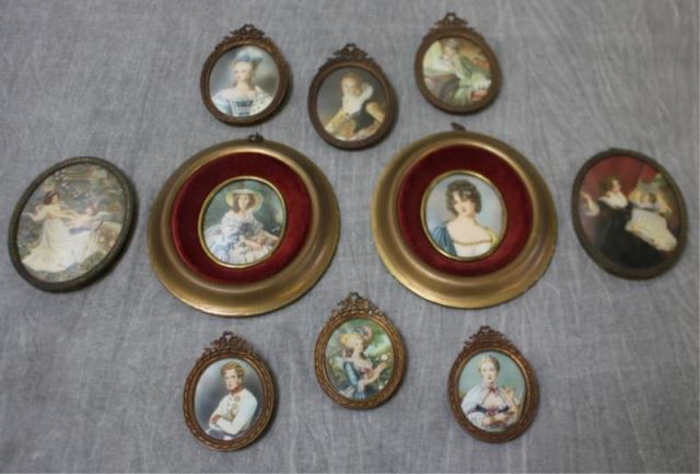 Appraisal: Lot of Vintage Framed Miniature Paintings in gilt metal frames