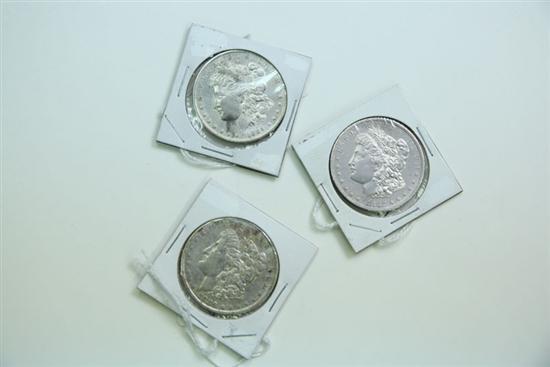 Appraisal: THREE MORGAN SILVER DOLLARS -S - and