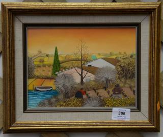 Appraisal: Francesco Maiolo oil on board South American farm landscape signed