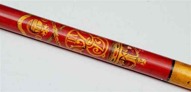 Appraisal: A RED AND GILT PAINTED CORONATION STAVE with Edward VII