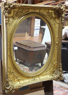 Appraisal: Victorian giltwood wall mirror Victorian giltwood wall mirror having a