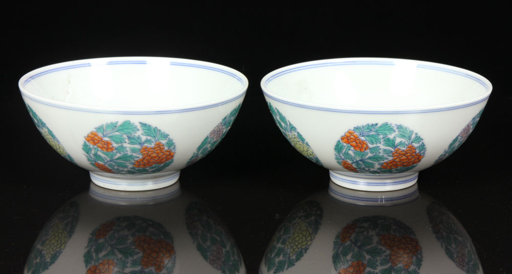 Appraisal: - Pr Chinese Doucai Bowls Pair of Chinese doucai bowls