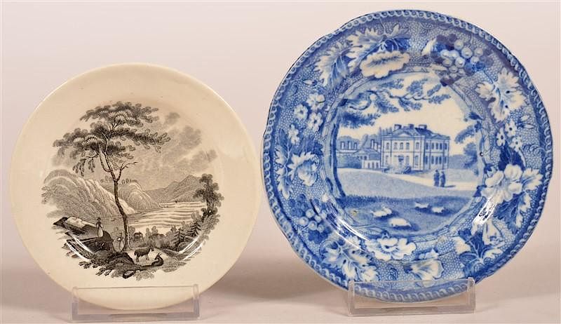 Appraisal: Two Historical Staffordshire Transfer Cup Plates Two Historical Staffordshire Transfer