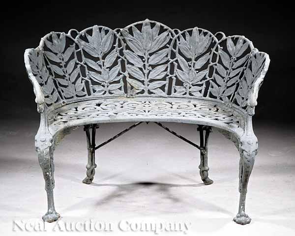 Appraisal: An American Laurel Pattern Cast Iron Garden Bench Hinderer's N