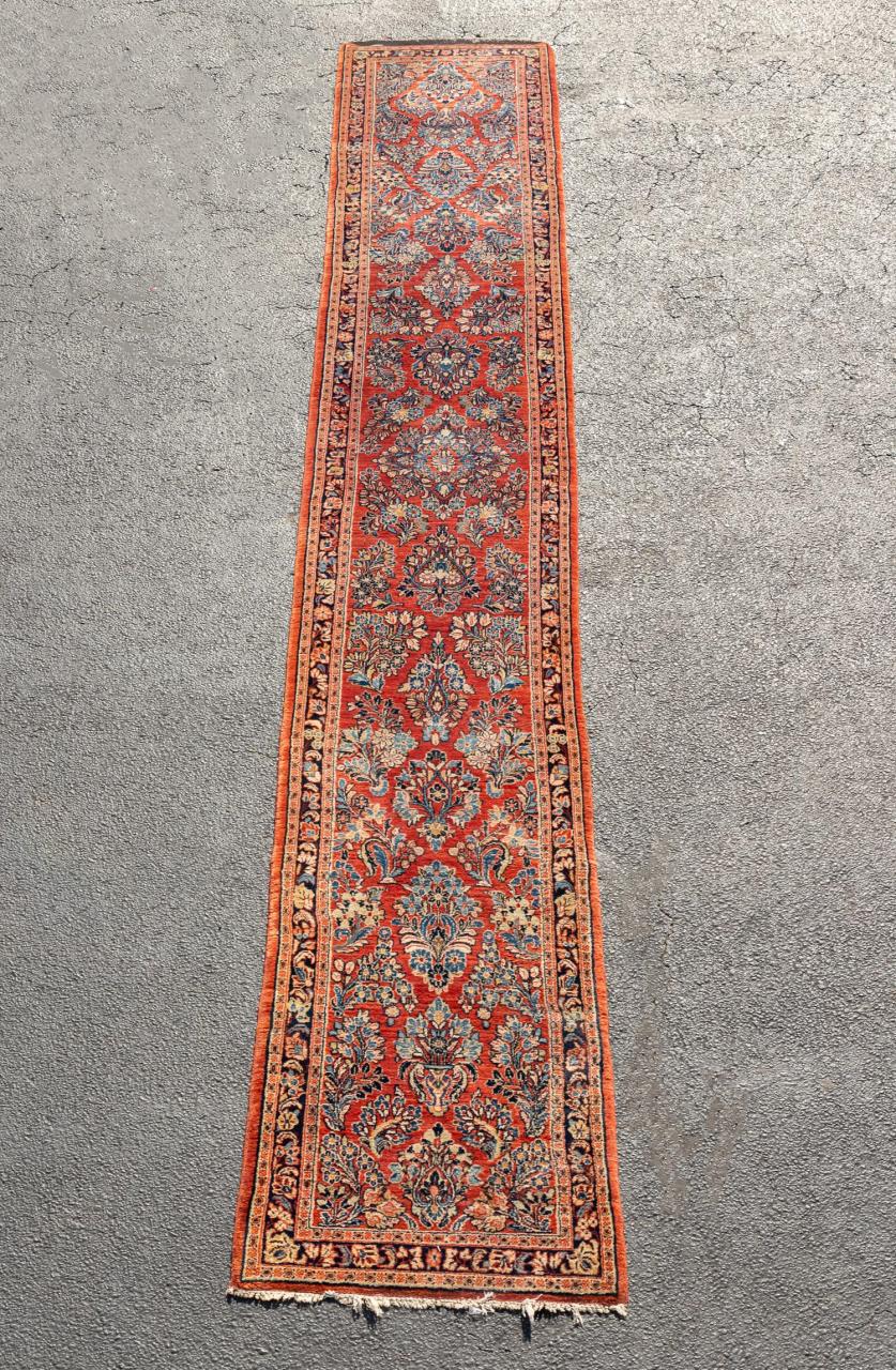 Appraisal: HAND KNOTTED INDO-SAROUK RUNNER X ' Hand knotted Indo-Sarouk runner