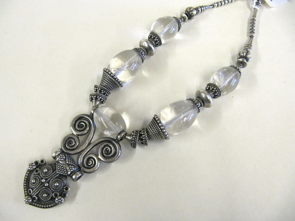 Appraisal: Eastern white metal and rock crystal necklace