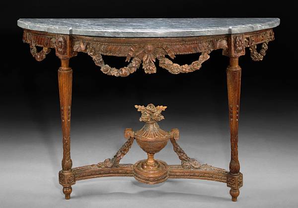 Appraisal: A Louis XVI carved oak console table last quarter th