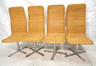 Appraisal: Set s Modern Italian High Back Wicker Chrome Side Chairs