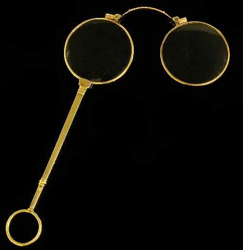 Appraisal: A ct gold spring loaded folding lorgnette with panelled octaganol