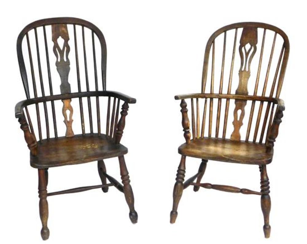 Appraisal: Pair of Windsor highback armchairs English second quarter th century