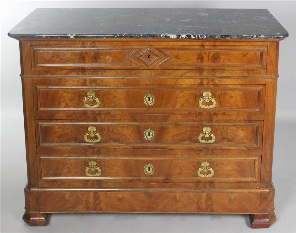 Appraisal: LOUIS PHILIPPE MAHOGANY COMMODE WITH MARBLE TOP th Century having