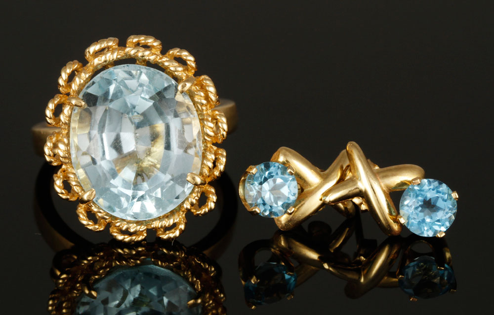 Appraisal: - K Topaz Ring and Earrings k yellow gold and