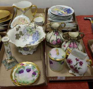 Appraisal: Four box lots of hand painted porcelain to include large