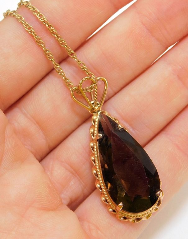 Appraisal: Estate Jewelry K Gold Smokey Quartz Necklace United States th