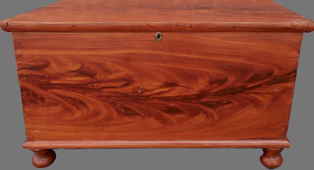 Appraisal: Pennsylvania Flame Grain Painted Blanket Chest Pennsylvania flame grain painted