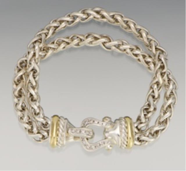 Appraisal: David Yurman K yellow gold sterling silver and diamond bracelet