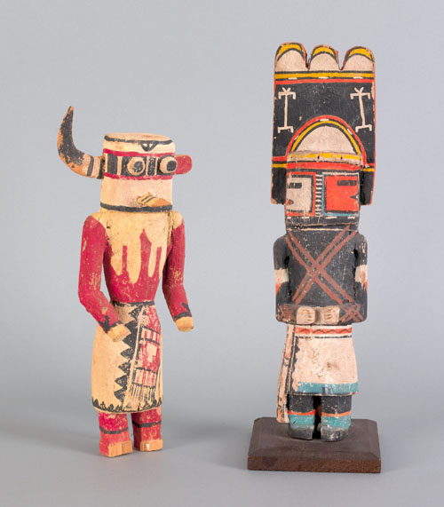 Appraisal: Two Southwestern kachina dolls early th c in a polychromed