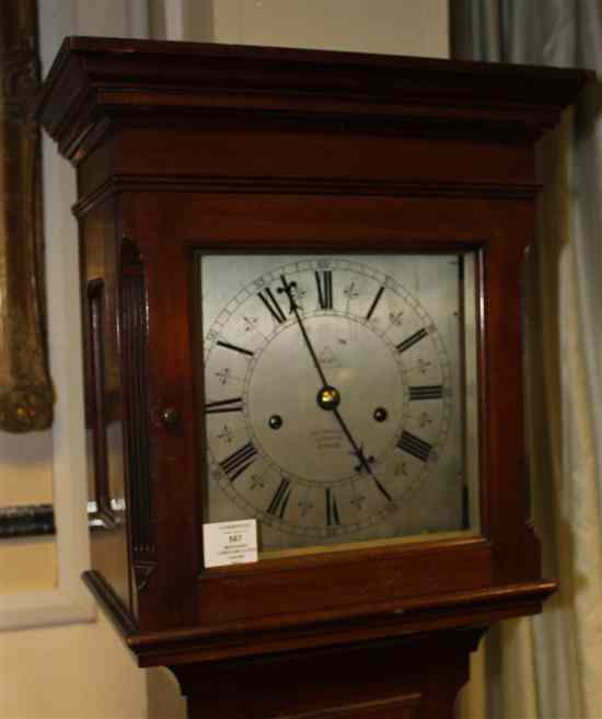 Appraisal: An early th century mahogany eight day longcase clock the