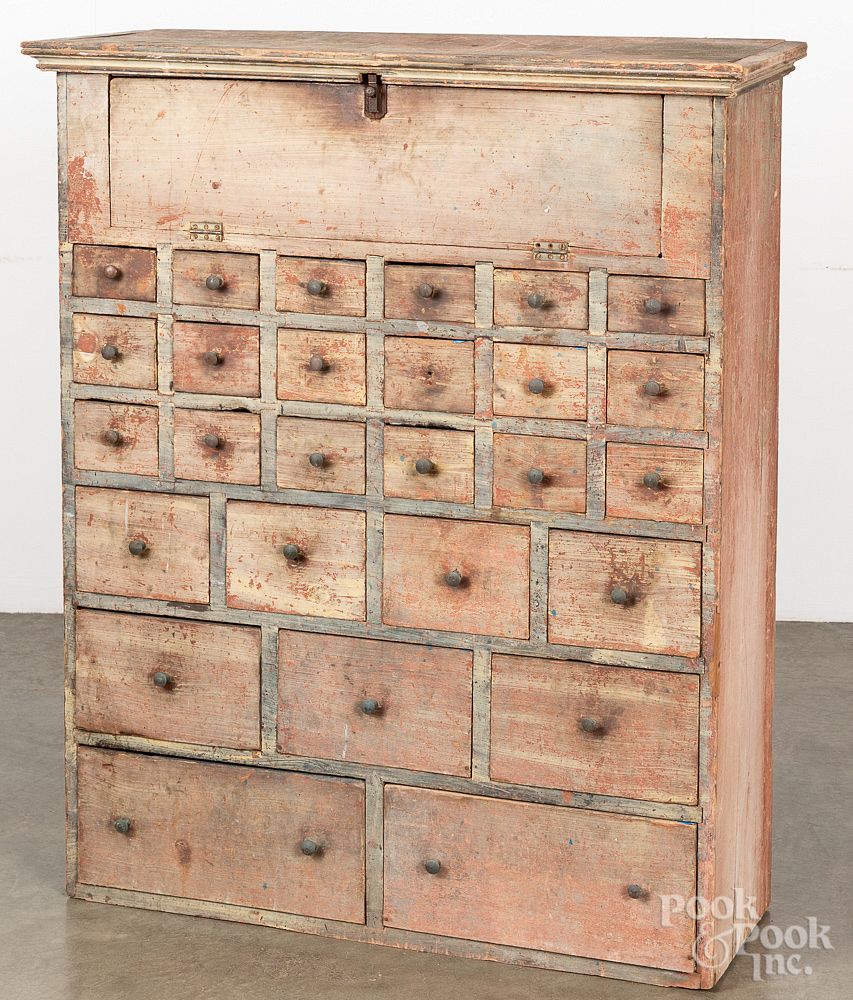 Appraisal: Painted pine apothecary cupboard th c Painted pine apothecary cupboard