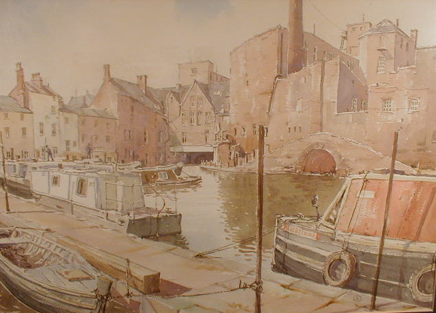 Appraisal: JxxxLxxx thC Moored barges city quay watercolour signed with a