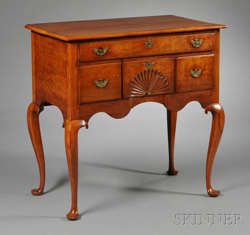 Appraisal: Queen Anne Carved Cherry Dressing Table Connecticut c - brasses