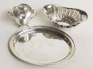 Appraisal: Sterling Silver Pcs Handled Cup Bowl and Tray OT Grosss