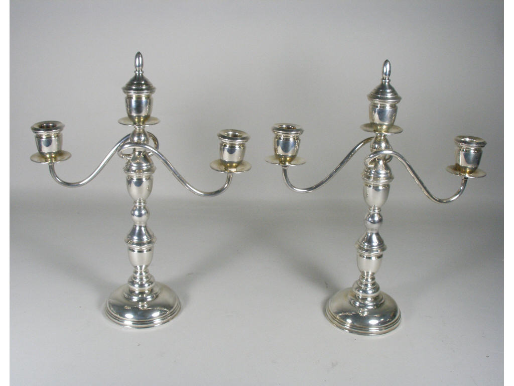 Appraisal: Pair of Sterling Silver Candelabra ca mid- th c both