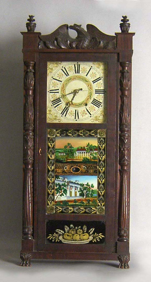 Appraisal: Connecticut late Federal mahogany mantle clock by Jeromes Darrow h