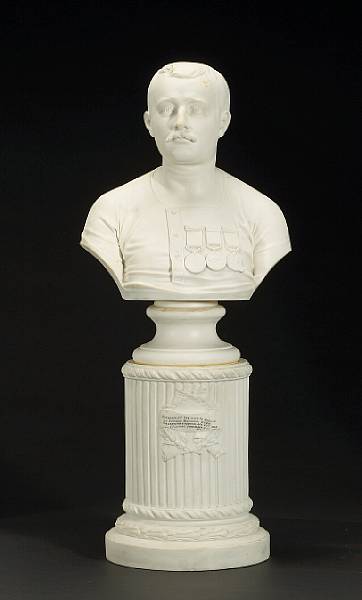 Appraisal: An English parian portrait bust of Captain Matthew Webb circa