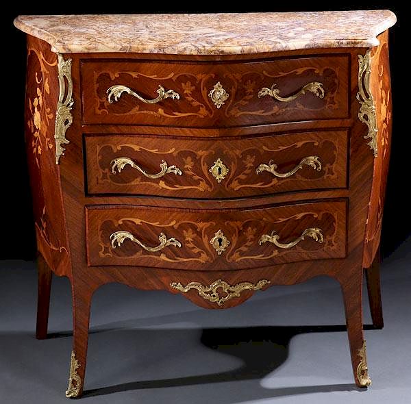 Appraisal: FRENCH LOUIS XVI STYLE MARBLE BRONZE COMMODE A GOOD FRENCH