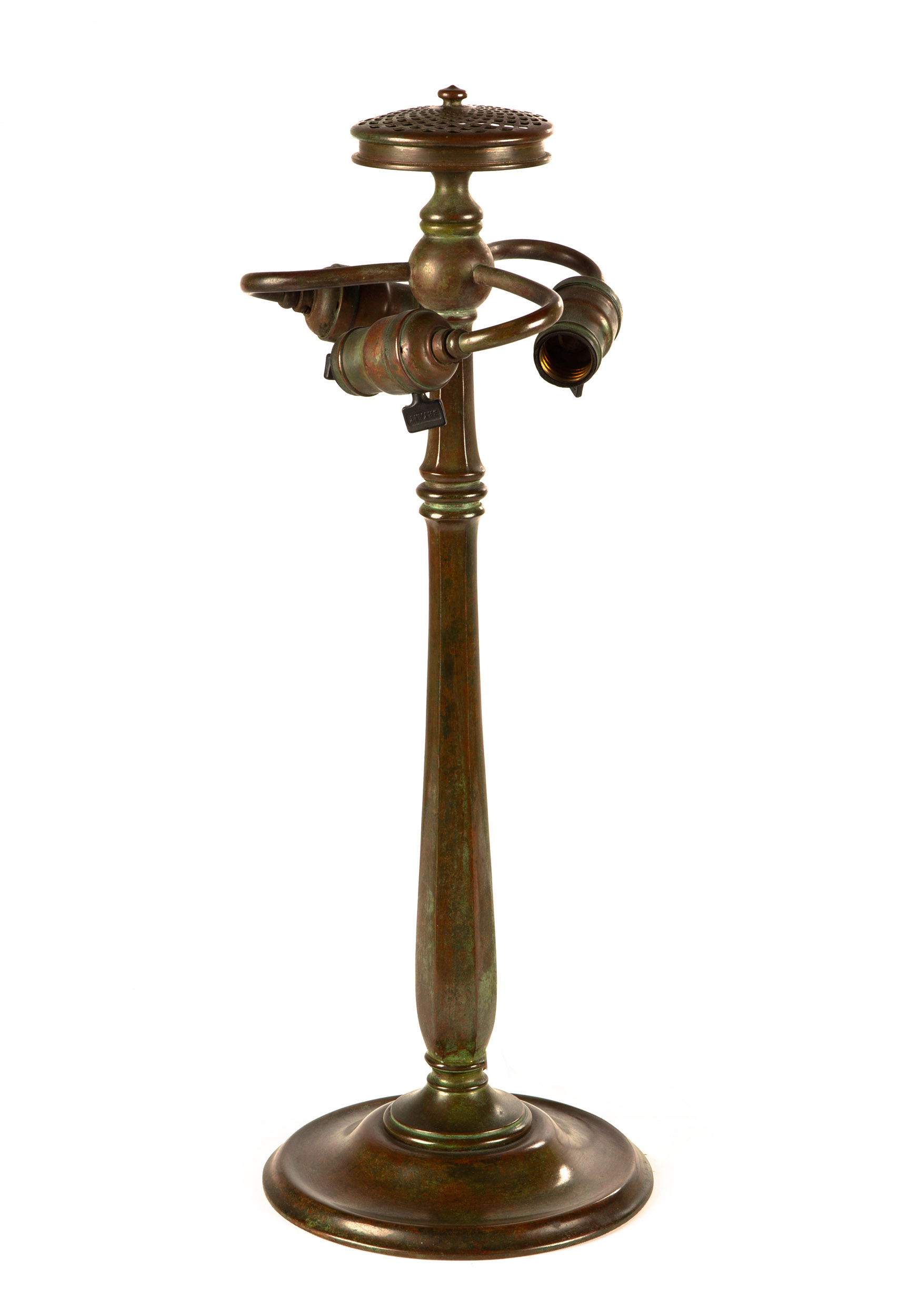 Appraisal: TIFFANY STUDIOS NEW YORK LAMP BASE Patinaed metal Impressed TIFFANY