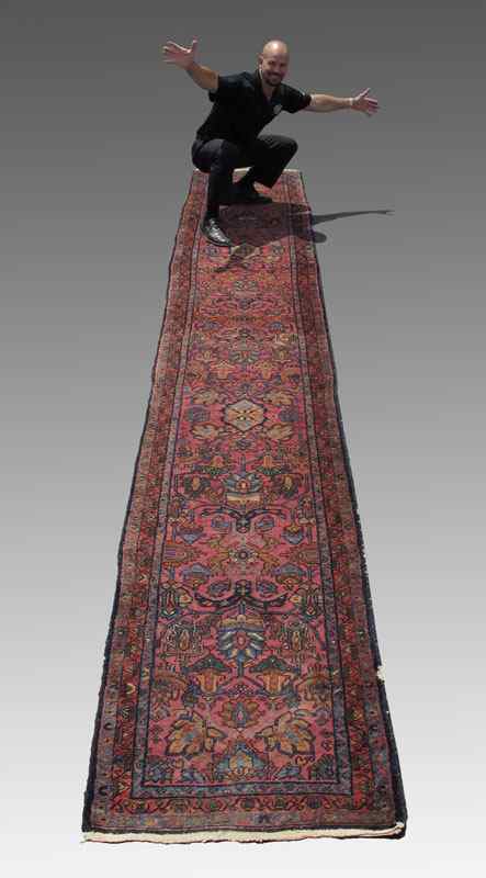 Appraisal: PERSIAN HAMADAN HAND KNOTTED WOOL RUNNER ' '' X '