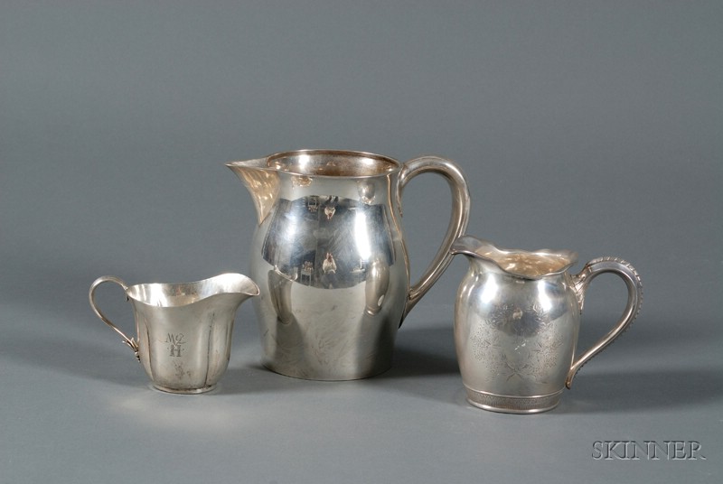 Appraisal: Three American Sterling Pitchers a late th early th century