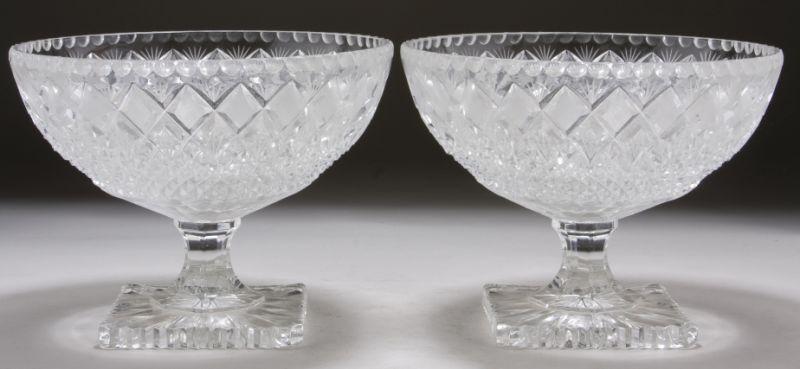 Appraisal: Pair of Irish Cut Crystal Footed Compotes th century starburst