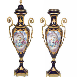 Appraisal: A Pair of S vres Style Gilt Metal Mounted Porcelain