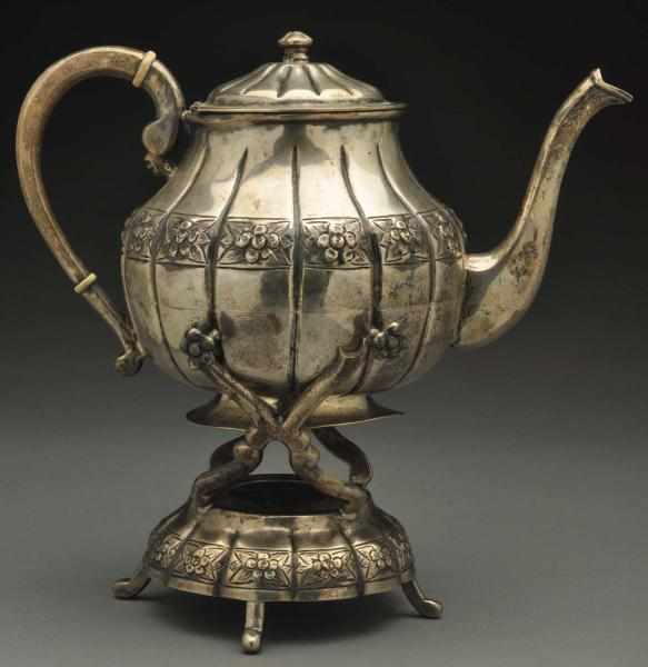 Appraisal: A Mexican Silver Kettle on Stand Sanborns With a ribbed