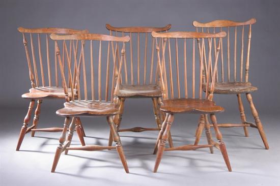 Appraisal: SET FIVE NEW ENGLAND FAN-BACK WINDSOR CHAIRS circa - Each