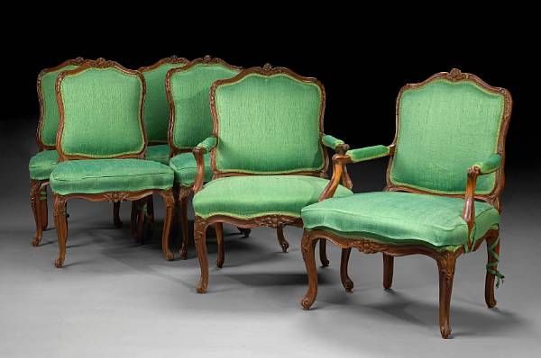 Appraisal: An assembled set of fourteen Louis XV carved beechwood chaises