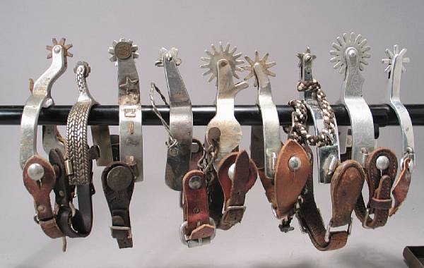 Appraisal: A lot of nine pairs of working spurs Including two