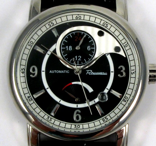 Appraisal: MAN'S ROUSSEAU WRISTWATCH Bravo model with black dial automatic DG-