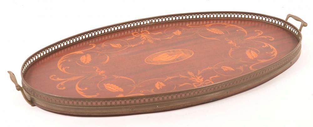 Appraisal: Federal Style Inlaid Mahogany Serving Tray Federal Style Inlaid Mahogany