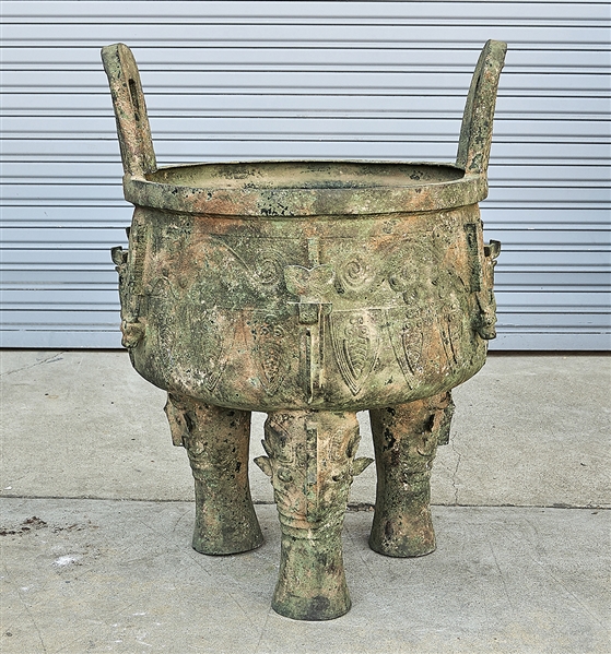 Appraisal: Chinese archaistic bronze ding x approx Condition wear losses