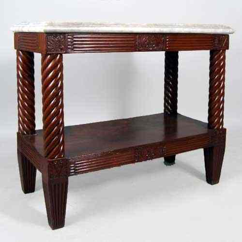 Appraisal: An Anglo Indian Mahogany Marble Top Console Table circa having