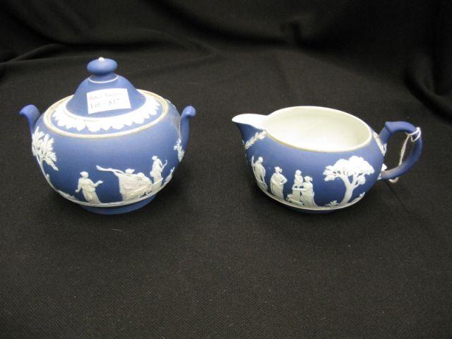 Appraisal: Wedgwood Dark Blue Jasperware Creamer Sugar classical scenes maidens in