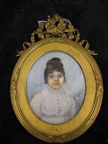 Appraisal: Miniature Portrait Painting on Ivoryof a young lady signed IWS