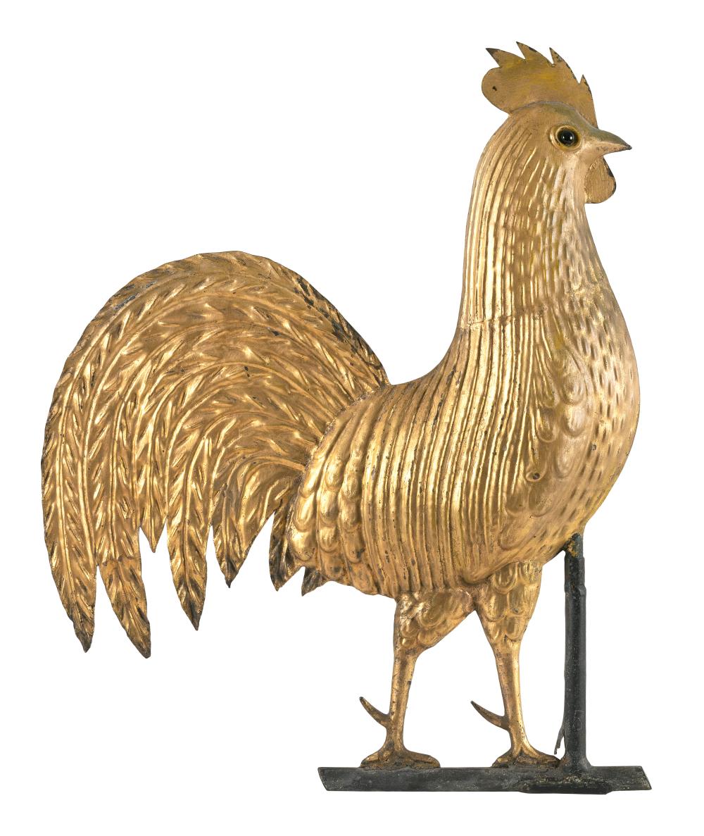 Appraisal: GILT METAL ROOSTER WEATHER VANE CIRCA HEIGHT GILT METAL ROOSTER